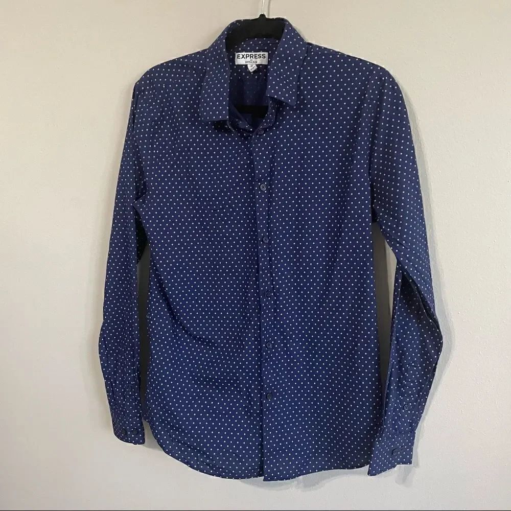 Express Extra Slim, Micro Dot Express Button Down Dress Shirt - Picture 3 of 8